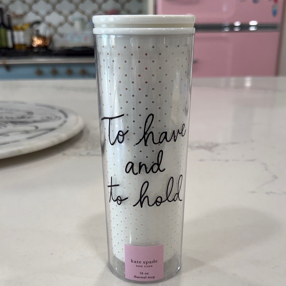 kate spade White and Gold 'To Have and To Hold' Thermal Mug